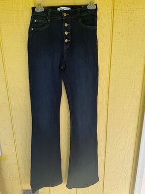 Zara Dark Wash High-Rise Wide-Leg Jeans Size 2
